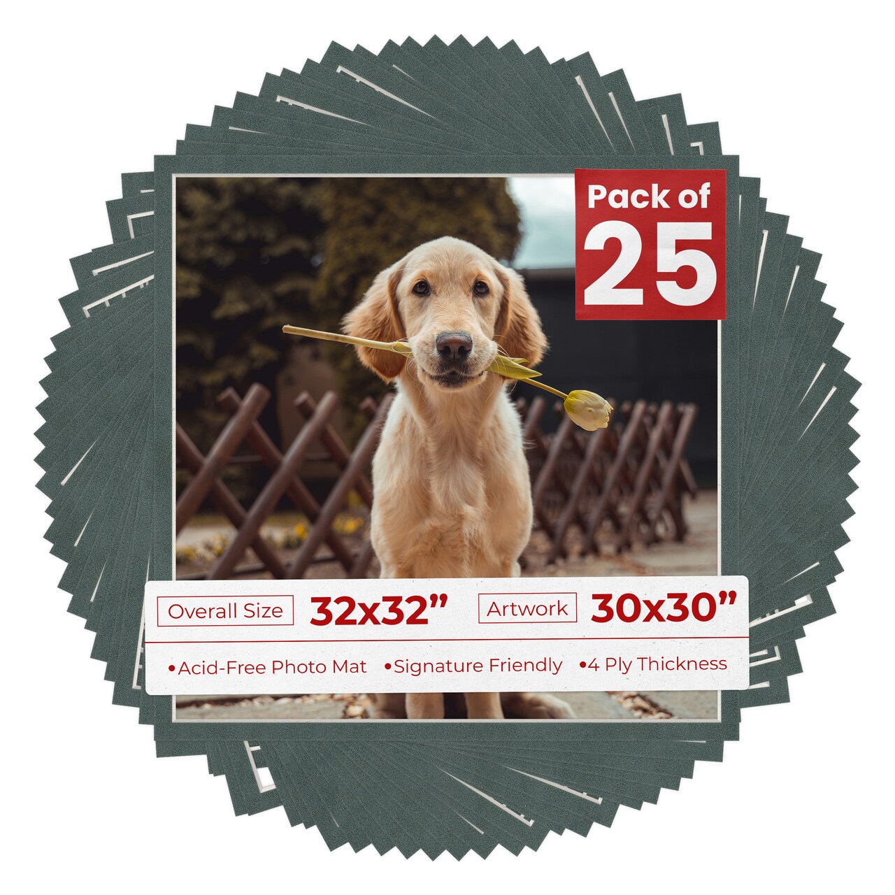 Dark Grey Suede Mat Board for 32x32 Frames - Fits 30x30 Photos